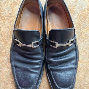 Salvatore Ferragamo Black Leather Slip-On Loafers